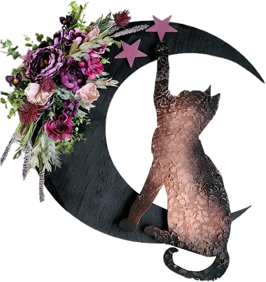 Amazon｜猫 リース ボタニカル 三日月 魔女の天体 ドア アート
